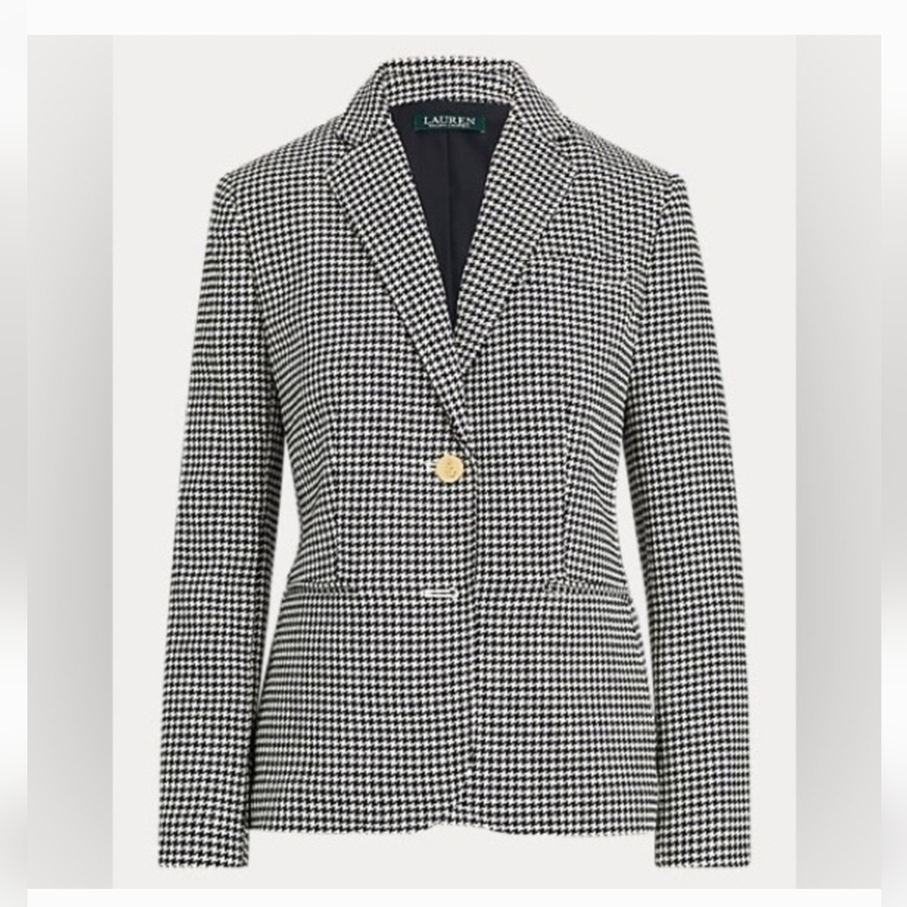 Lauren Ralph Lauren Womens Houndstooth Blazer Sz 16 - Picture 4 of 9